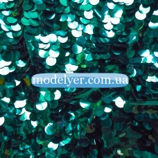 Ткань Пайеточная круглая крупная (зеленый изумруд)